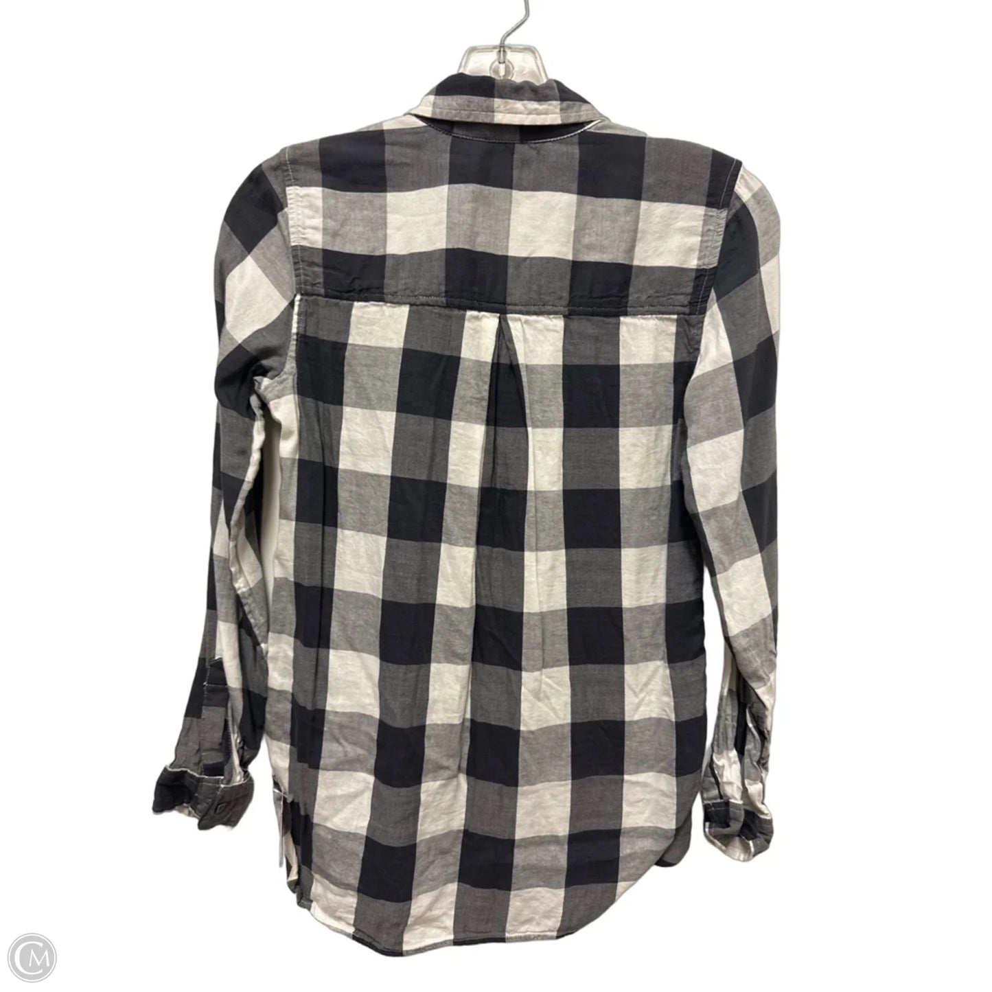 Blouse Long Sleeve By True Craft In Checkered Pattern, Size: Xs