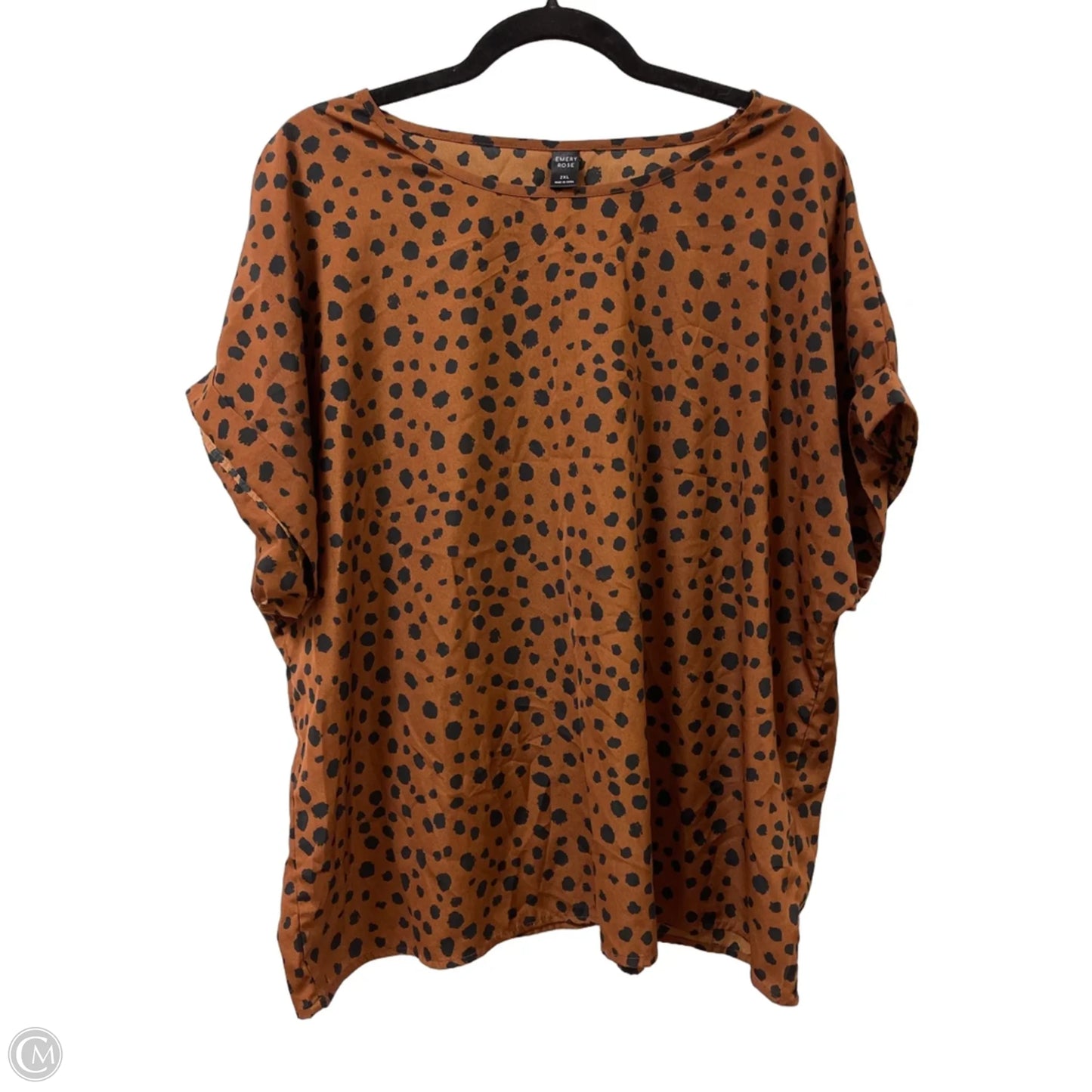 Top Short Sleeve By Emery Rose In Animal Print, Size: 2x