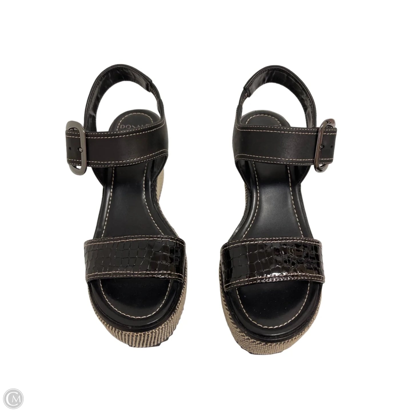 Sandals Heels Wedge By Donald Pliner In Black, Size: 9.5
