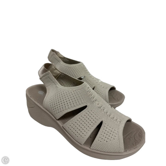 Sandals Heels Wedge By Bzees In Cream, Size: 7.5
