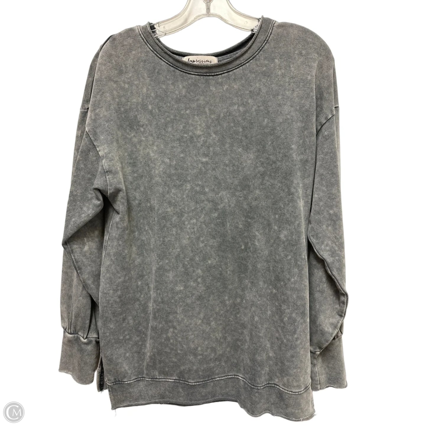 Top Long Sleeve By Impressions In Grey, Size: S