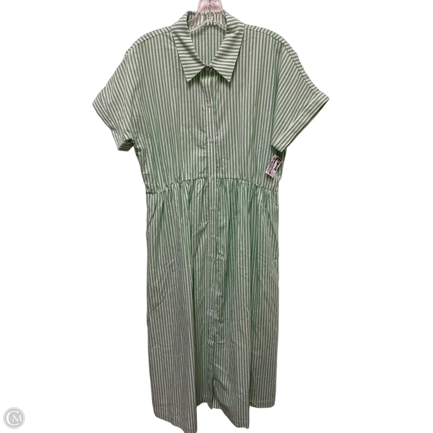 Dress Casual Midi By Clothes Mentor In Green & White, Size: M