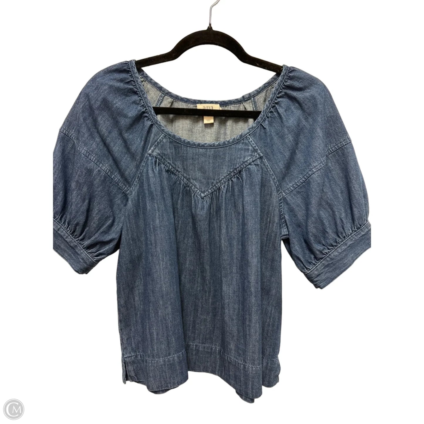 Top Short Sleeve By Ana In Blue Denim, Size: Xs