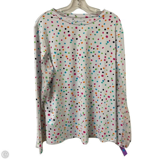 Athletic Top Long Sleeve Crewneck By Ibkul In Polkadot Pattern, Size: 1x