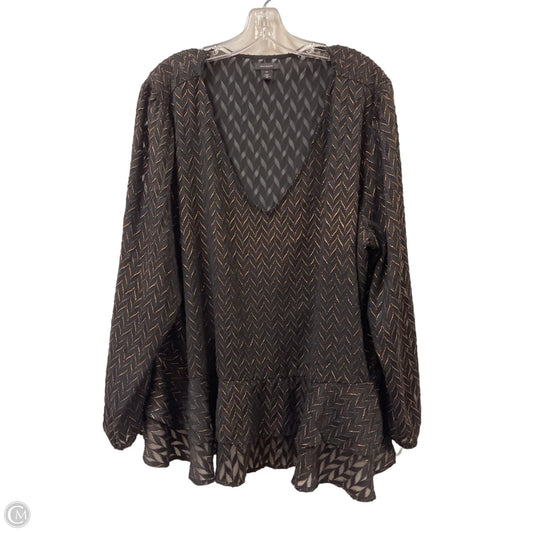 Top Long Sleeve By Halogen In Black, Size: 3x