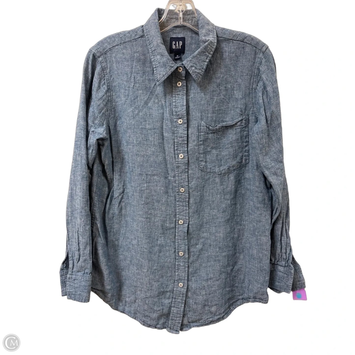 Blouse Long Sleeve By Gap In Blue, Size: M