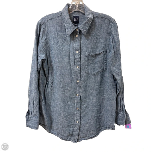Blouse Long Sleeve By Gap In Blue, Size: M