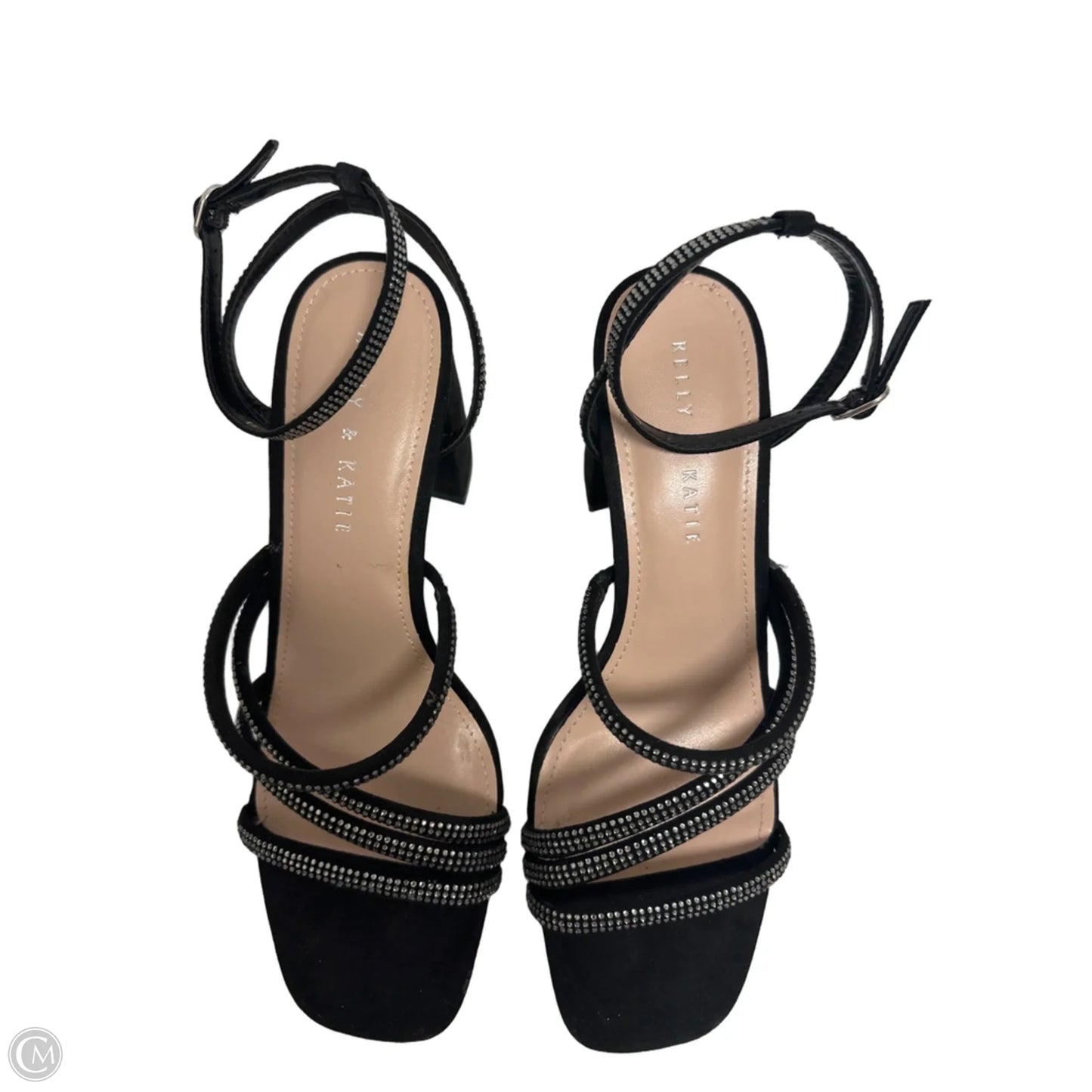 Sandals Heels Block By Kelly And Katie In Black, Size: 9.5