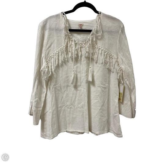 Top Long Sleeve By Reba In Cream, Size: Xl