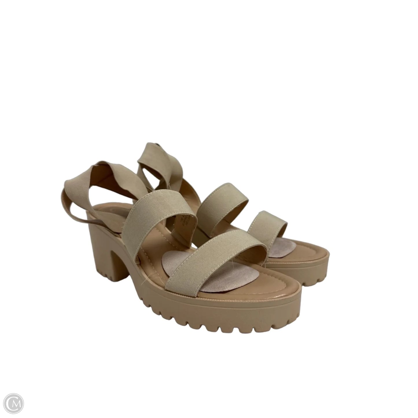 Sandals Heels Block By Cato In Cream, Size: 10