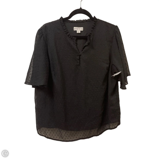 Top Short Sleeve By Ava & Viv In Black, Size: 1x