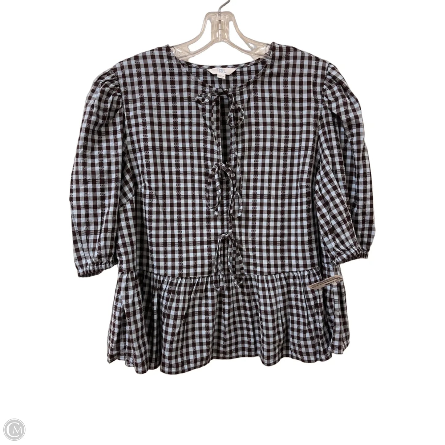 Top Short Sleeve By Time And Tru In Blue & Brown, Size: L