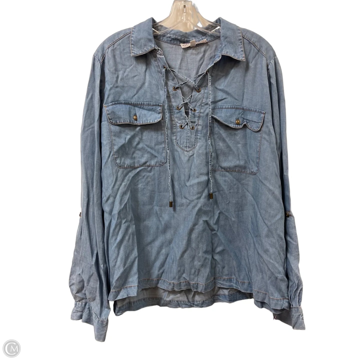Top Long Sleeve By Jane And Delancey In Blue Denim, Size: Xl