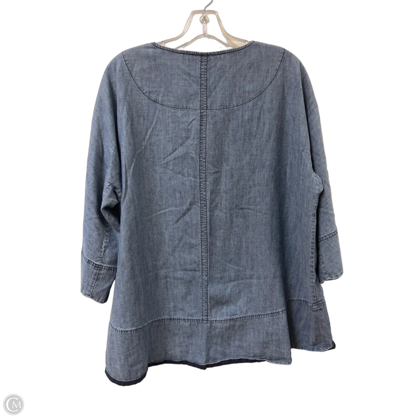 Top Long Sleeve By Trina By Trina Turk In Blue Denim, Size: Xl