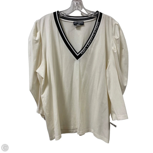 Top Long Sleeve Designer By Karl Lagerfeld In Cream, Size: Xl