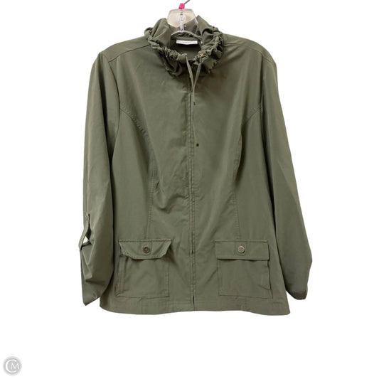 Jacket Windbreaker By Chicos In Green, Size: L