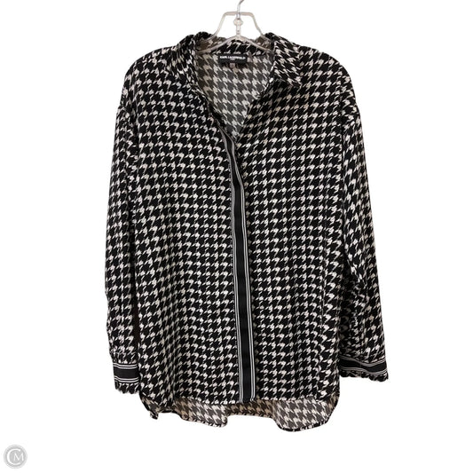 Blouse Designer By Karl Lagerfeld In Black & White, Size: M