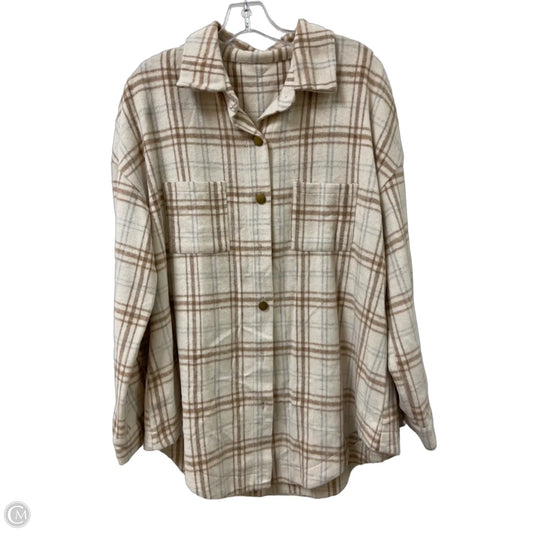Jacket Shirt By Clothes Mentor In Cream, Size: L