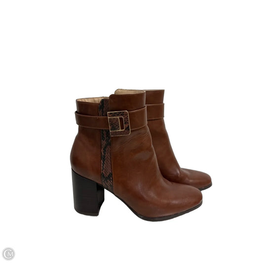 Boots Ankle Heels By Limited In Brown, Size: 7