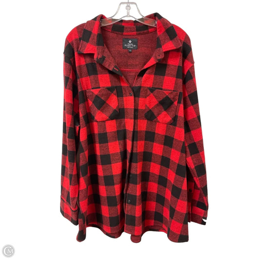 Jacket Shirt By Members Mark In Black & Red, Size: 1x