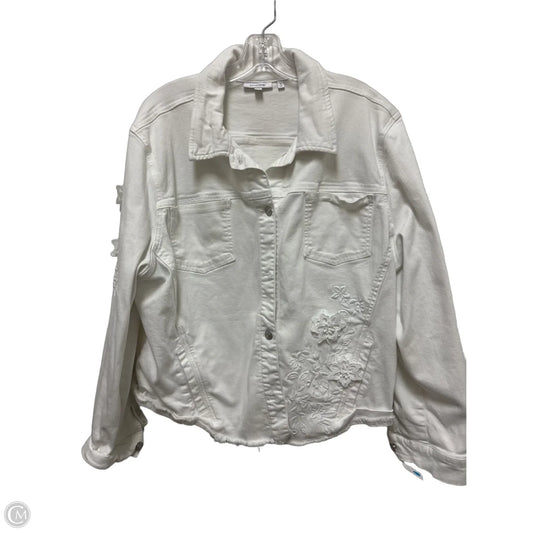 Jacket Denim By Chicos In White, Size: 1x