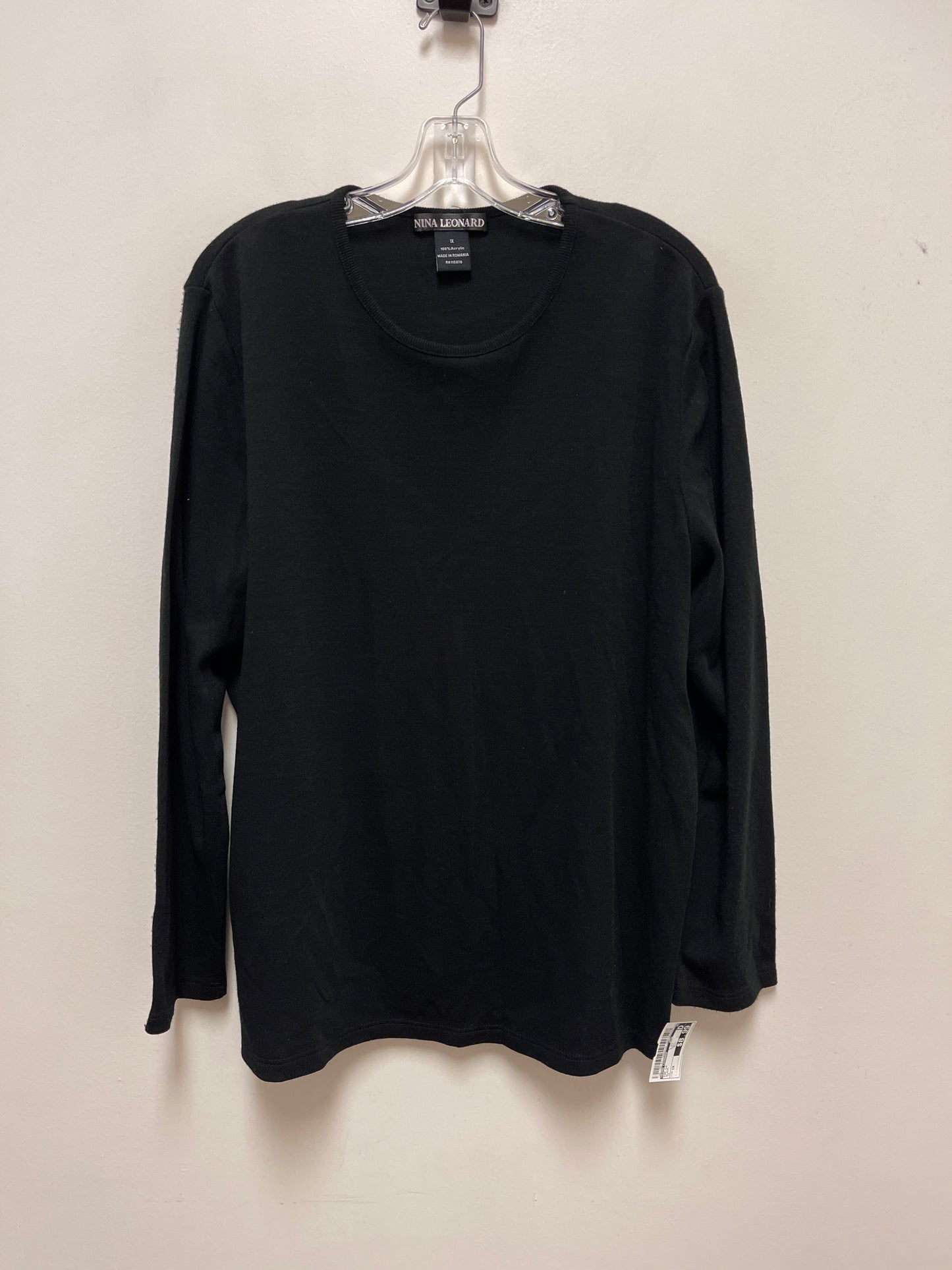 Top Long Sleeve By Nina Leonard In Black, Size: 1x