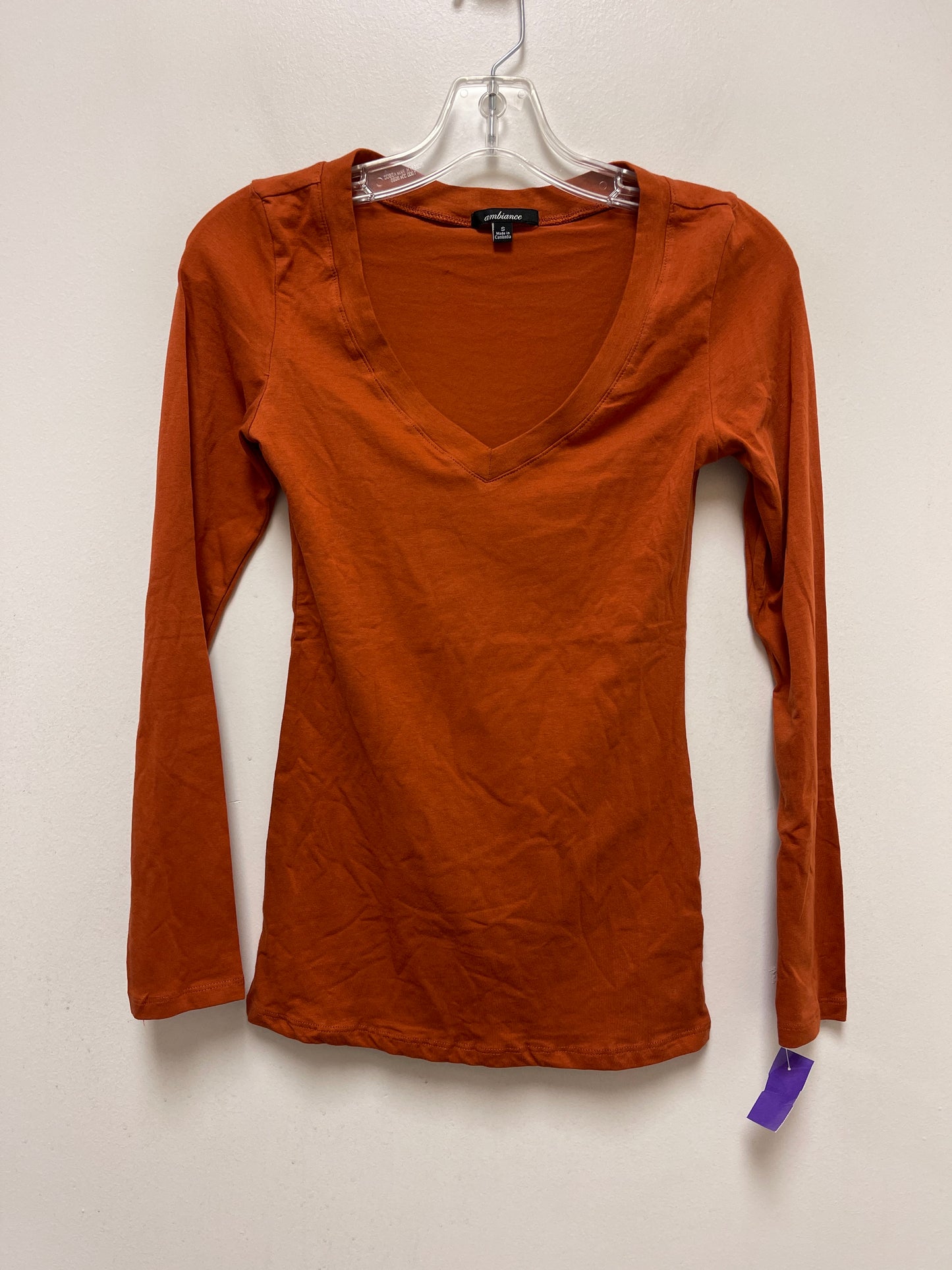 Orange Top Long Sleeve Ambiance Apparel, Size S