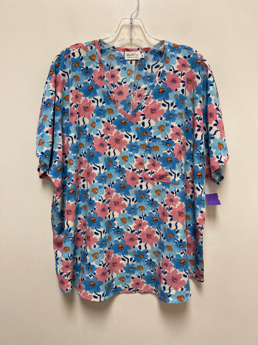 Floral Print Top Short Sleeve Clothes Mentor, Size S