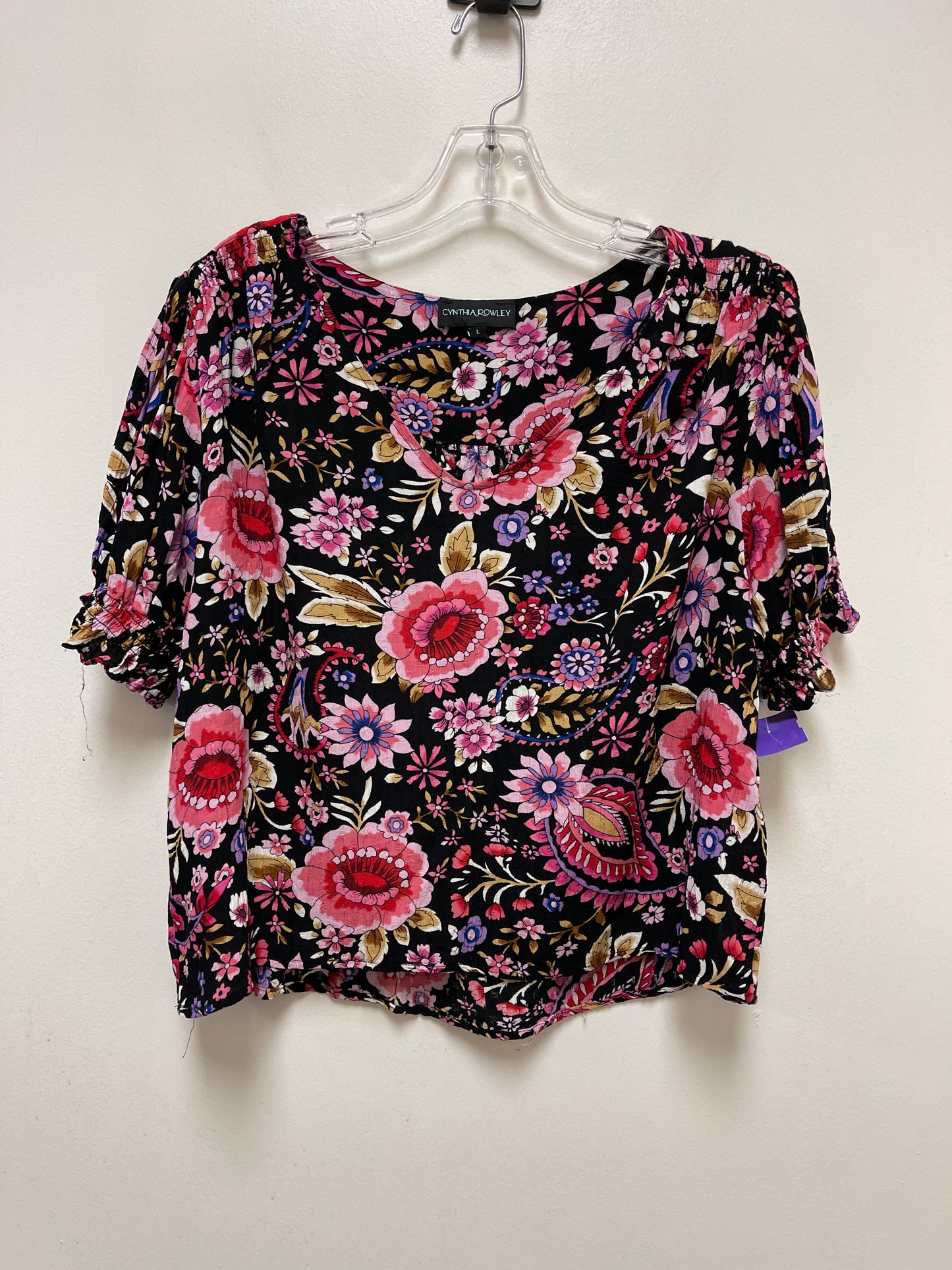 Floral Print Top Short Sleeve Cynthia Rowley, Size L