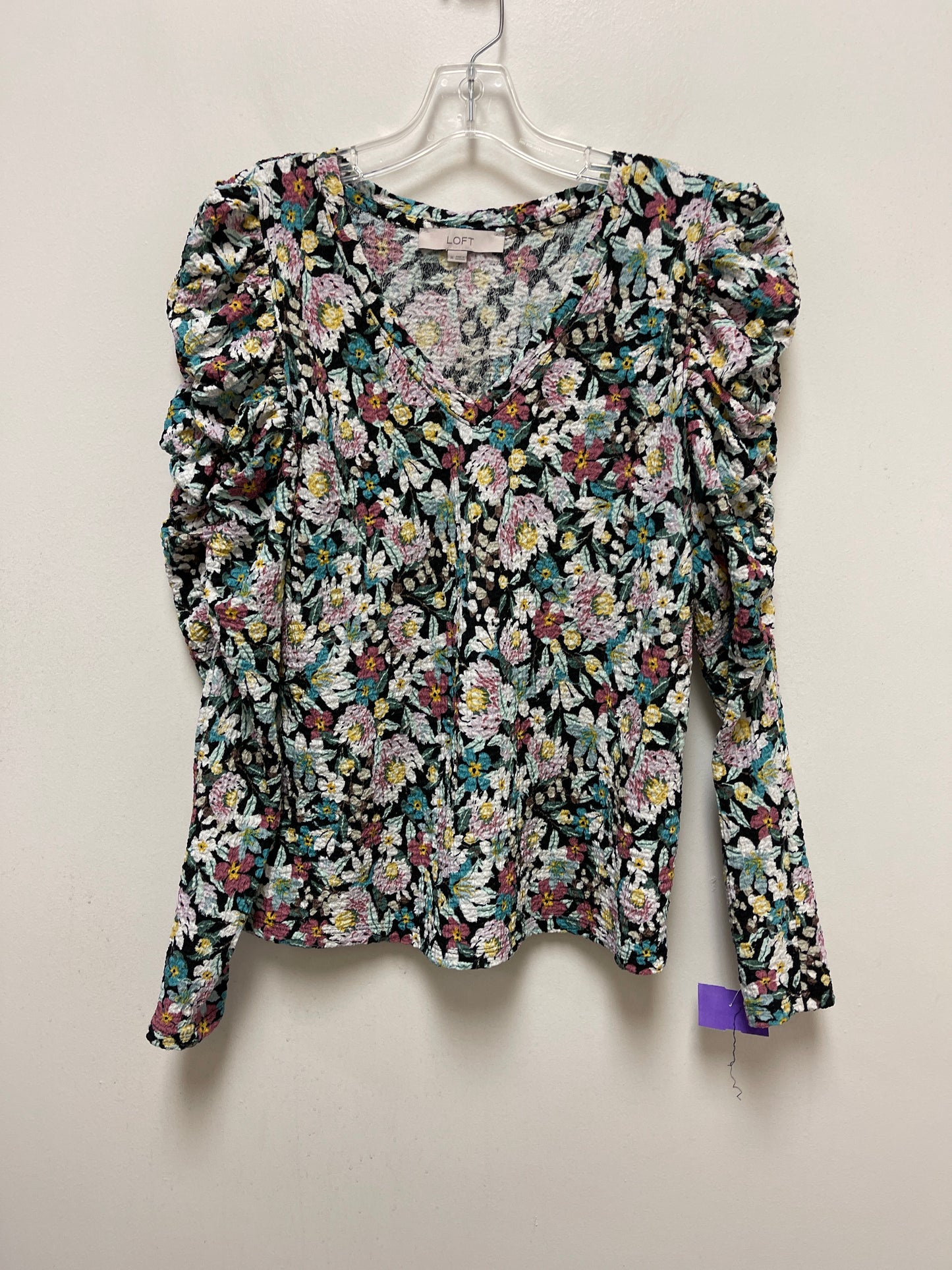 Floral Print Top Long Sleeve Loft, Size M