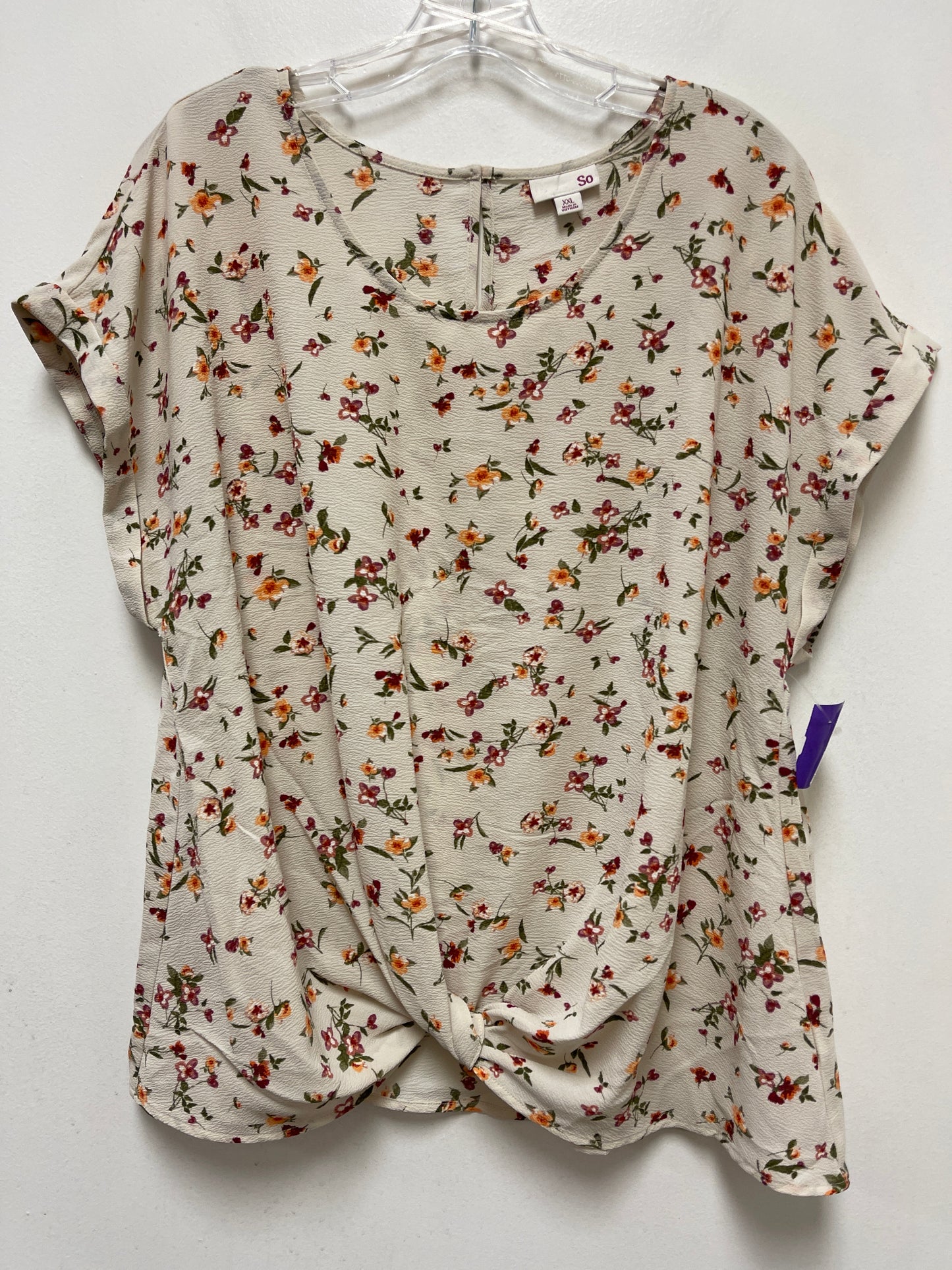 Floral Print Top Short Sleeve So, Size 2x