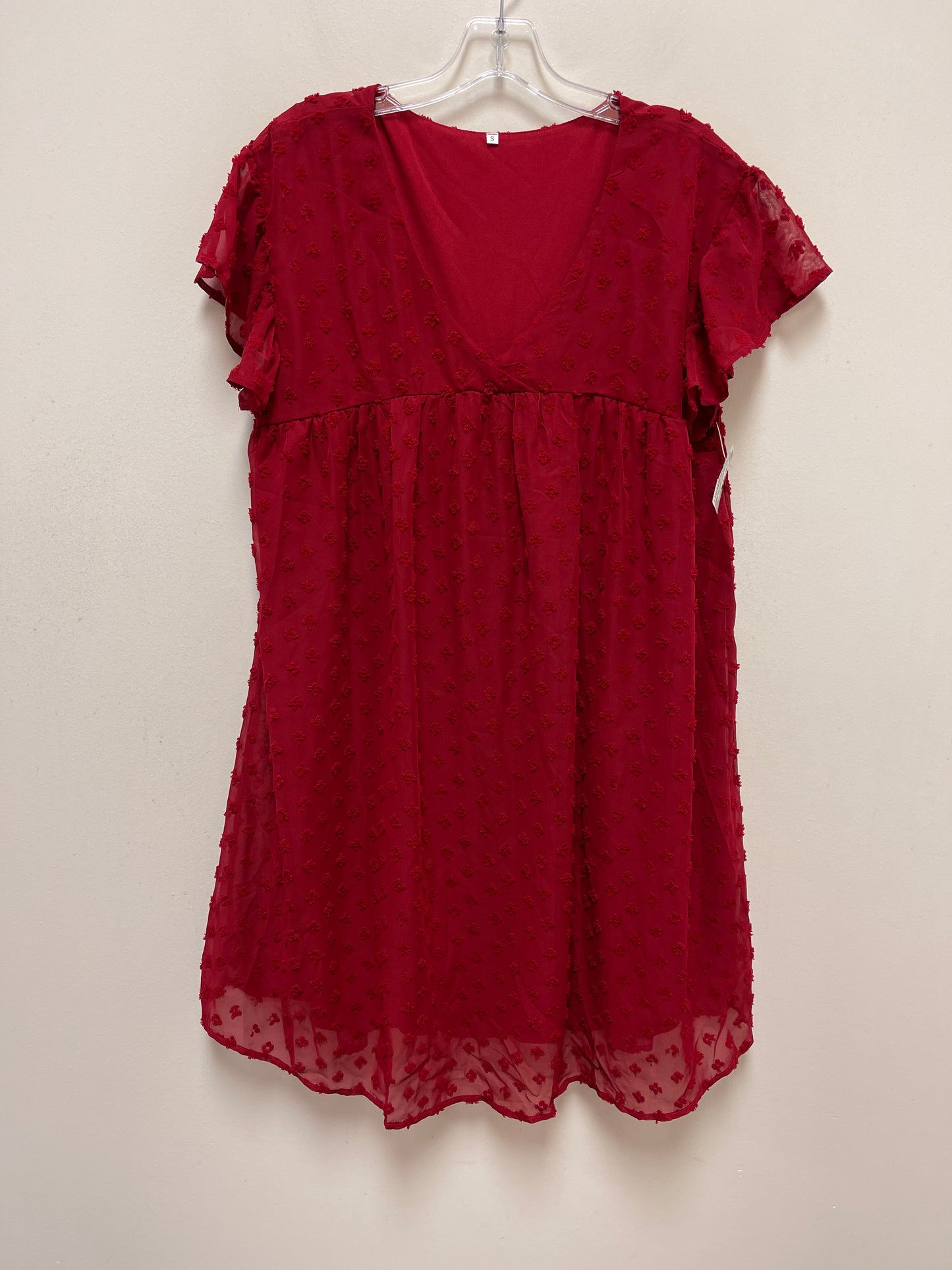 Red Dress Casual Short Clothes Mentor, Size S