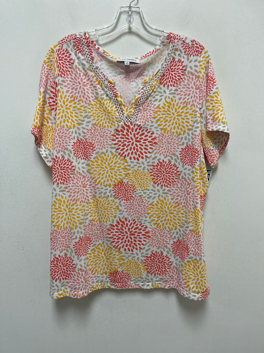 Pink & Yellow Top Short Sleeve Clothes Mentor, Size 1x