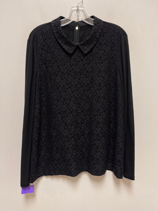 Black Top Long Sleeve Designer Tory Burch, Size L