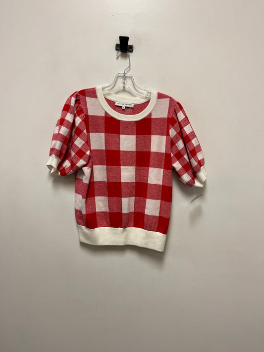 Sweater Short Sleeve By English Factory In Red & White, Size: M