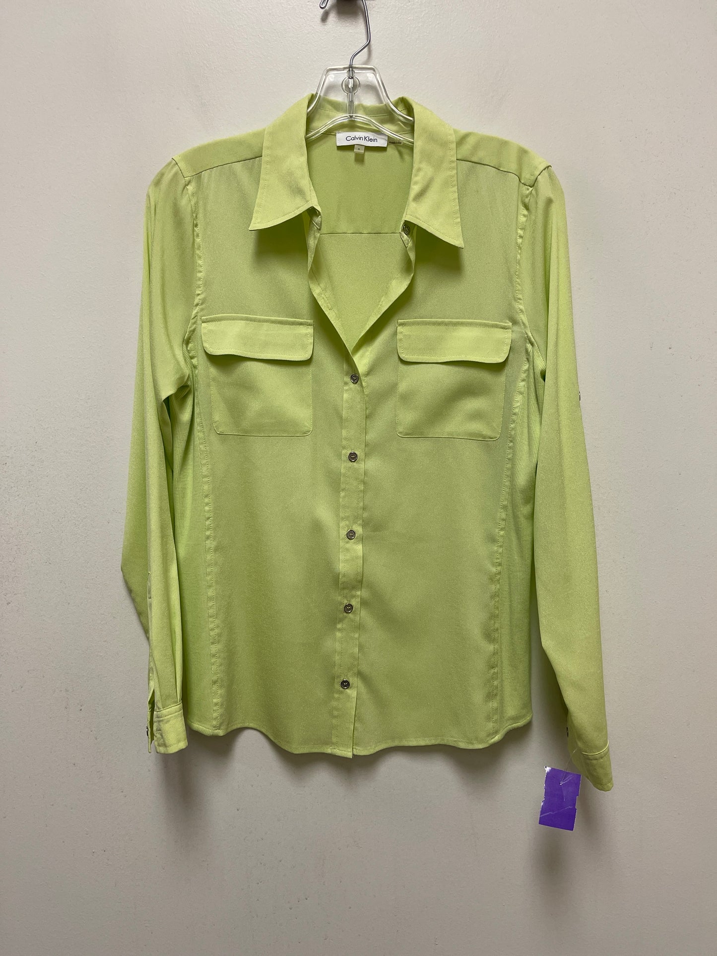 Green Blouse Long Sleeve Calvin Klein, Size S