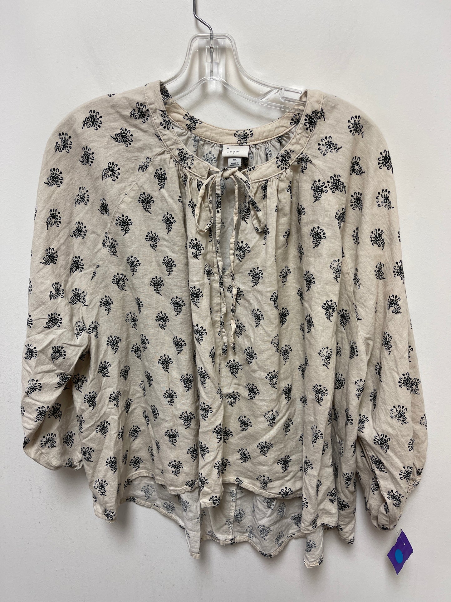 Cream Top Long Sleeve A New Day, Size Xl