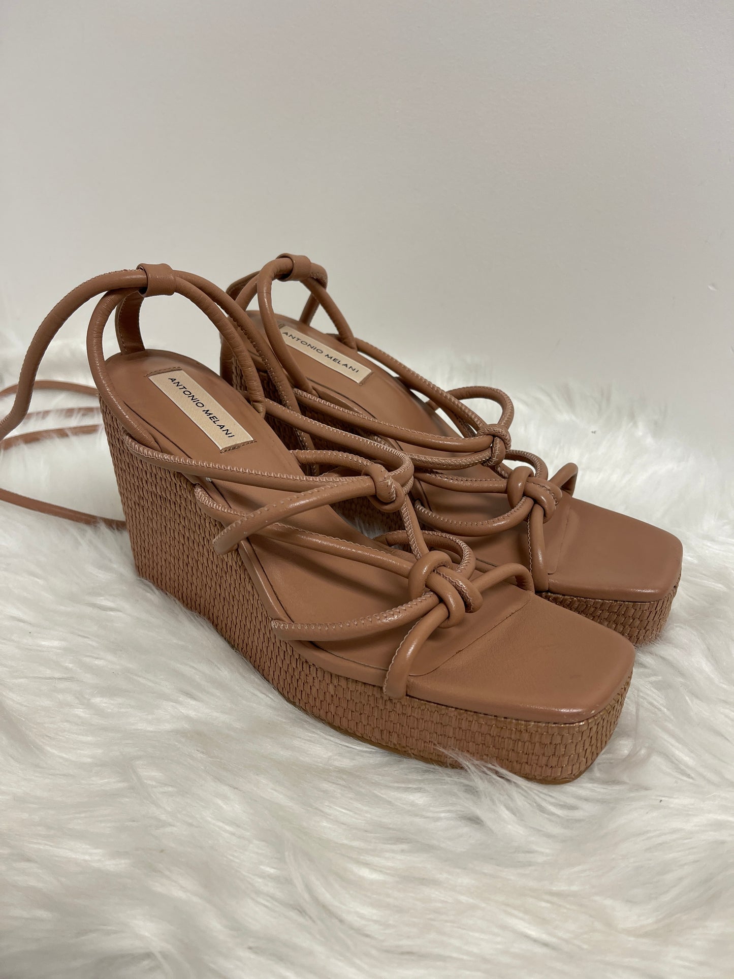 Brown Sandals Heels Wedge Antonio Melani, Size 10