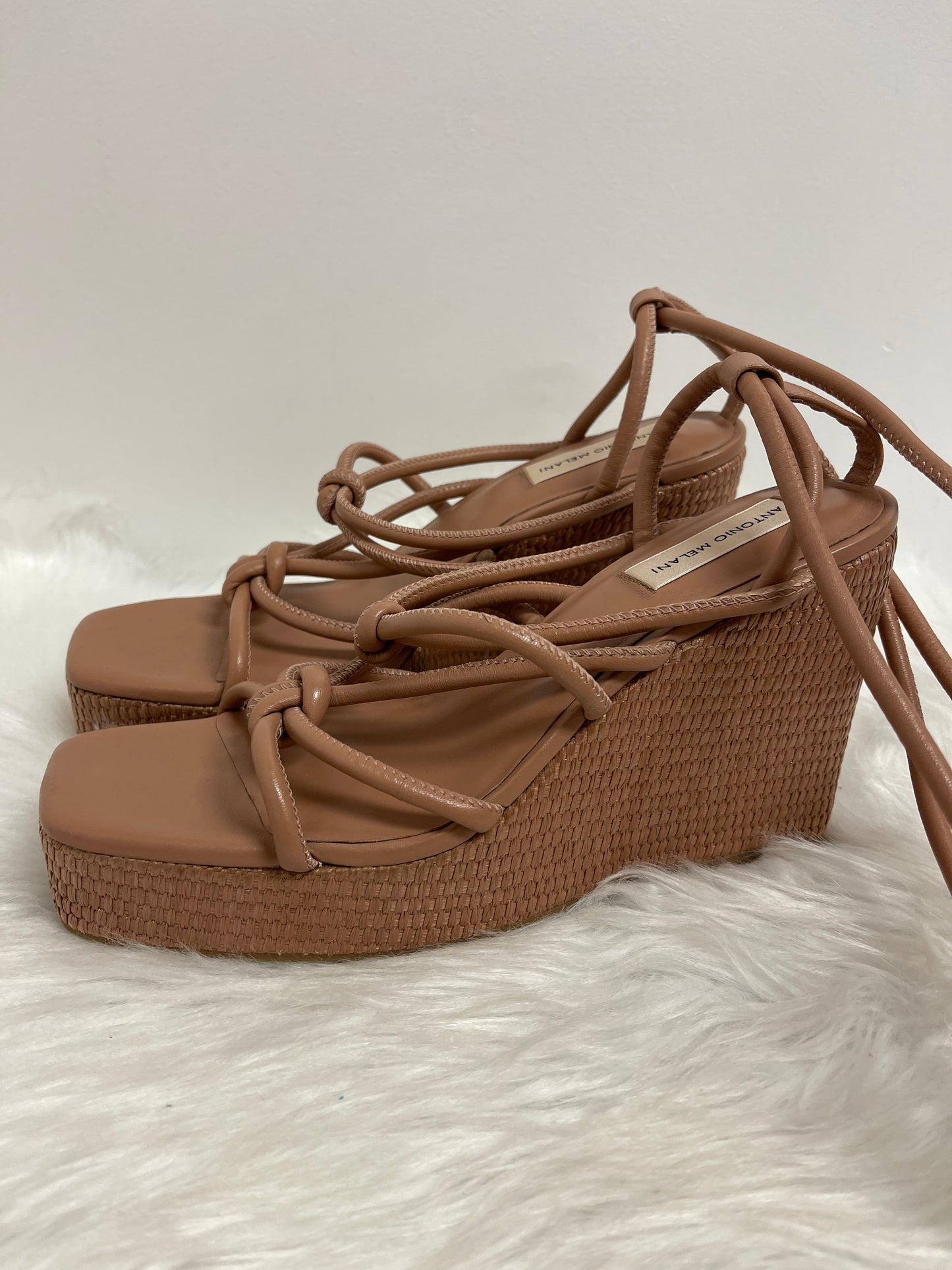 Brown Sandals Heels Wedge Antonio Melani, Size 10