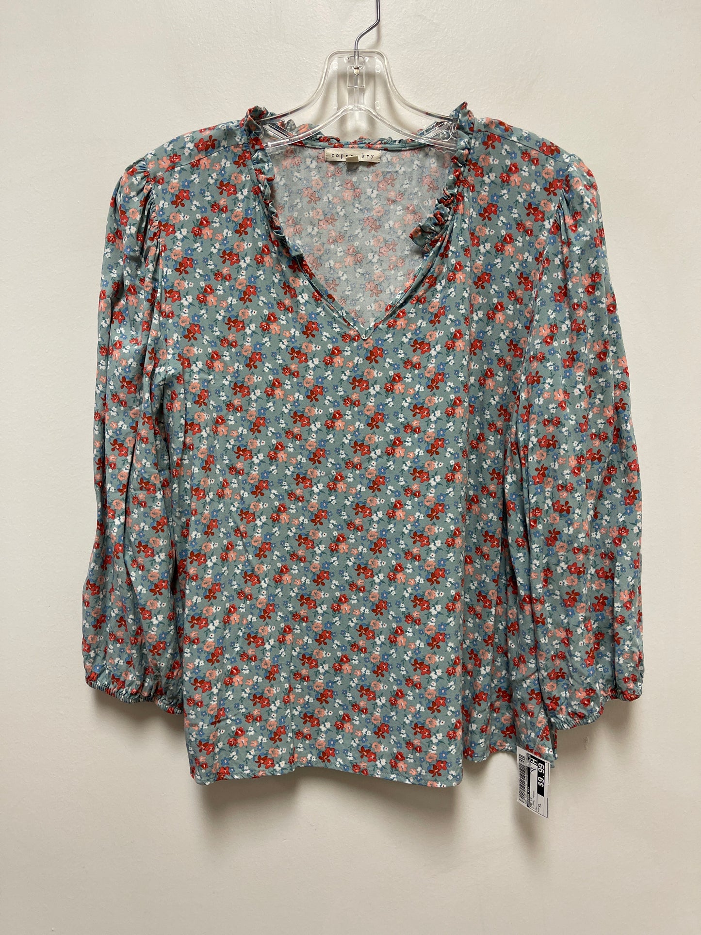 Top Long Sleeve By Copper Key In Floral Print, Size: Xl