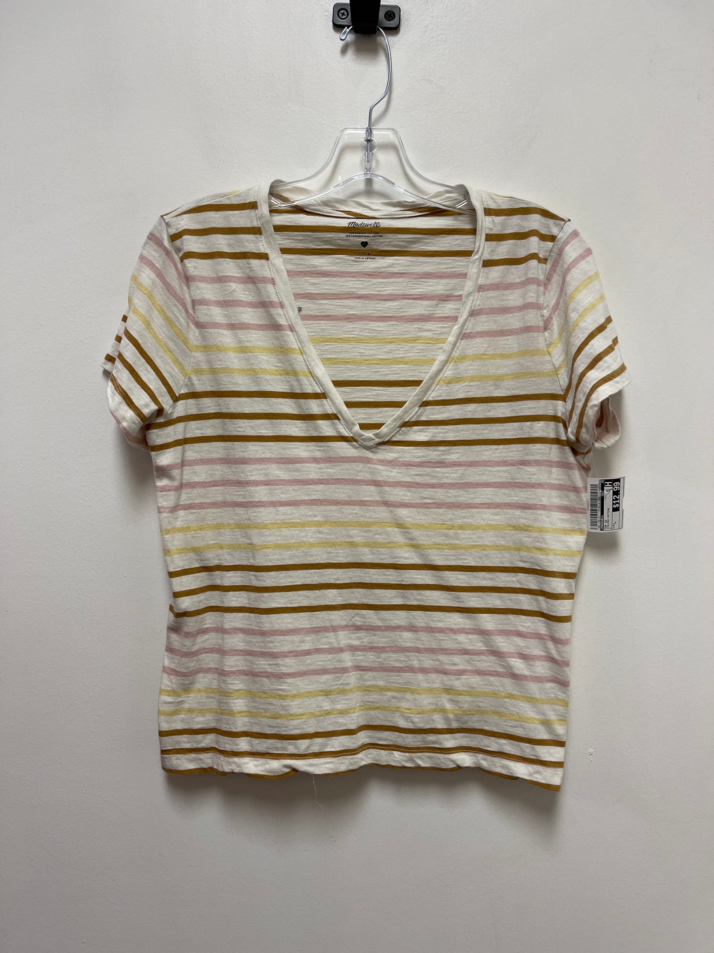 Top Short Sleeve By Madewell In Striped Pattern, Size: L