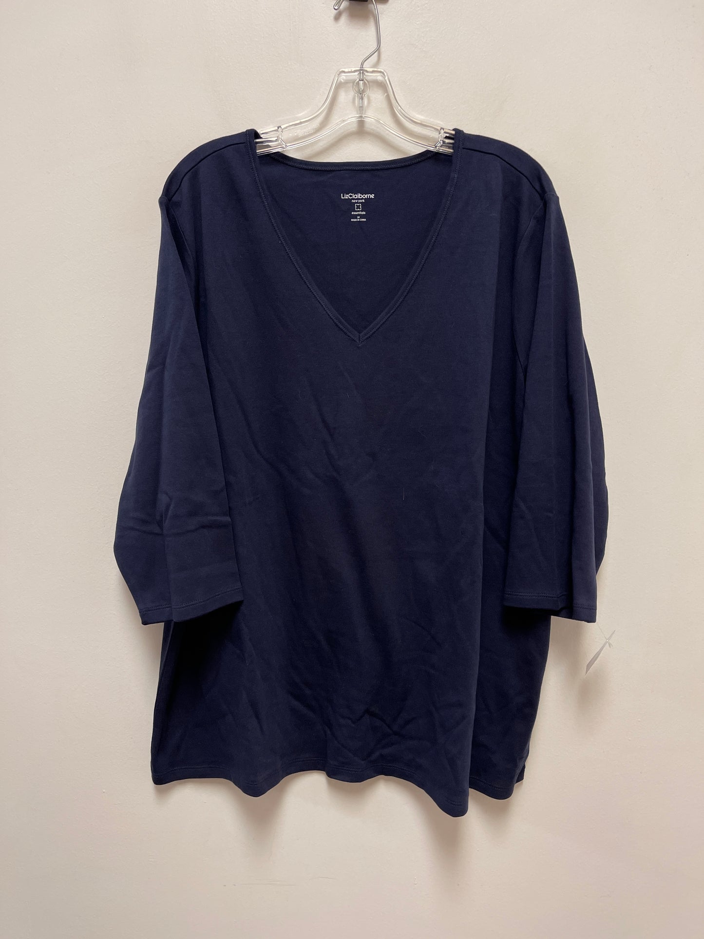 Top Long Sleeve By Liz Claiborne In Navy, Size: 3x