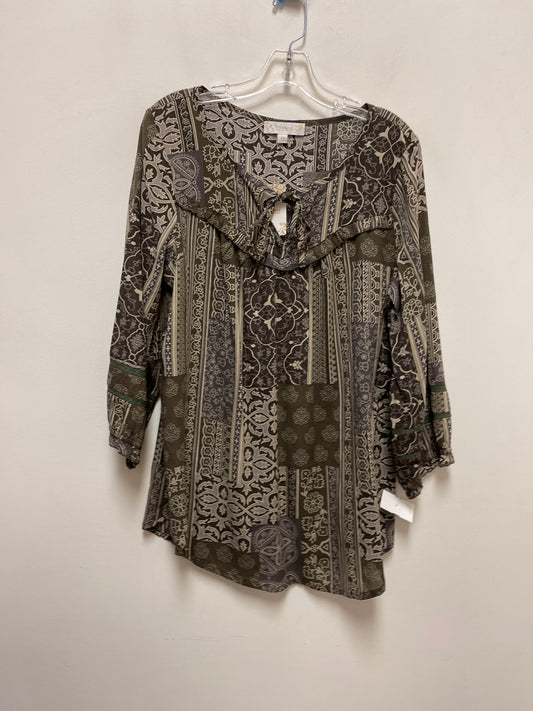 Top Long Sleeve By Suzanne Betro In Ombre Print, Size: L