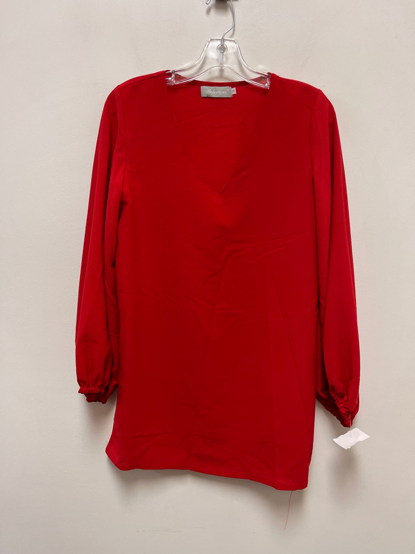 Tunic Long Sleeve By Clothes Mentor In Red, Size: S