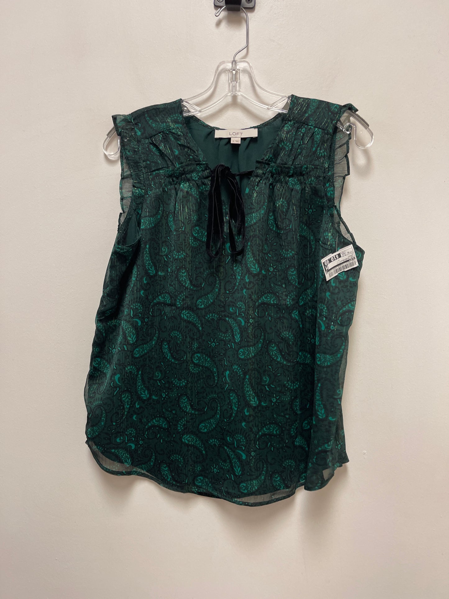 Top Sleeveless By Loft In Green, Size: M