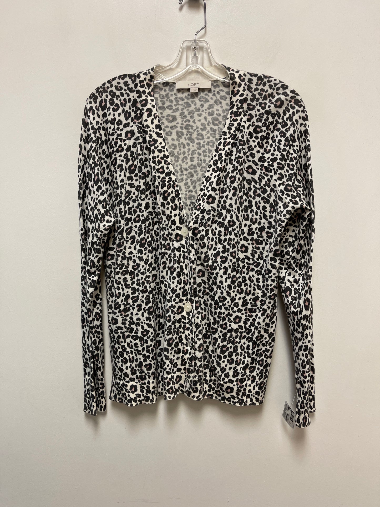 Sweater Cardigan By Loft In Animal Print, Size: 0