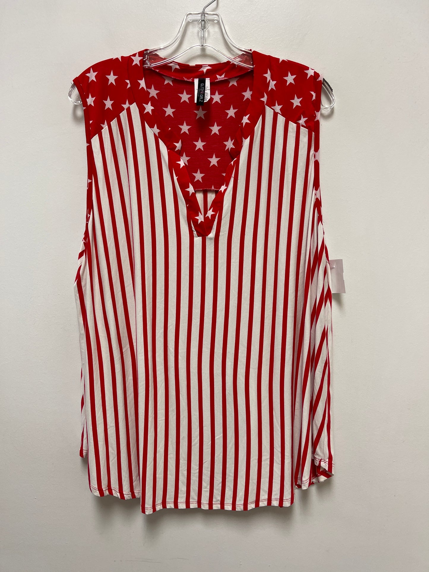 Top Sleeveless By Clothes Mentor In Red & White, Size: 2x