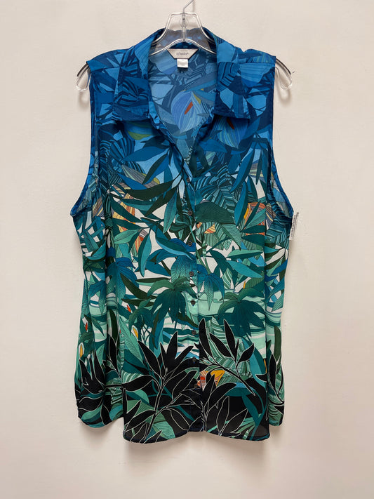 Top Sleeveless By Cj Banks In Blue & Green, Size: 2x