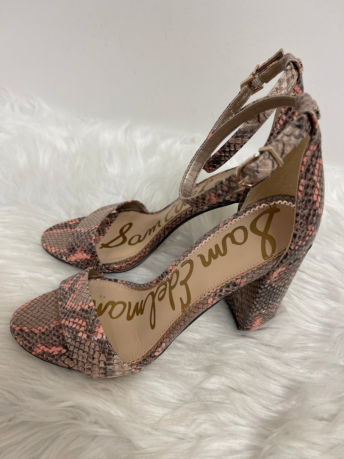 Sandals Heels Block By Sam Edelman In Snakeskin Print, Size: 8.5