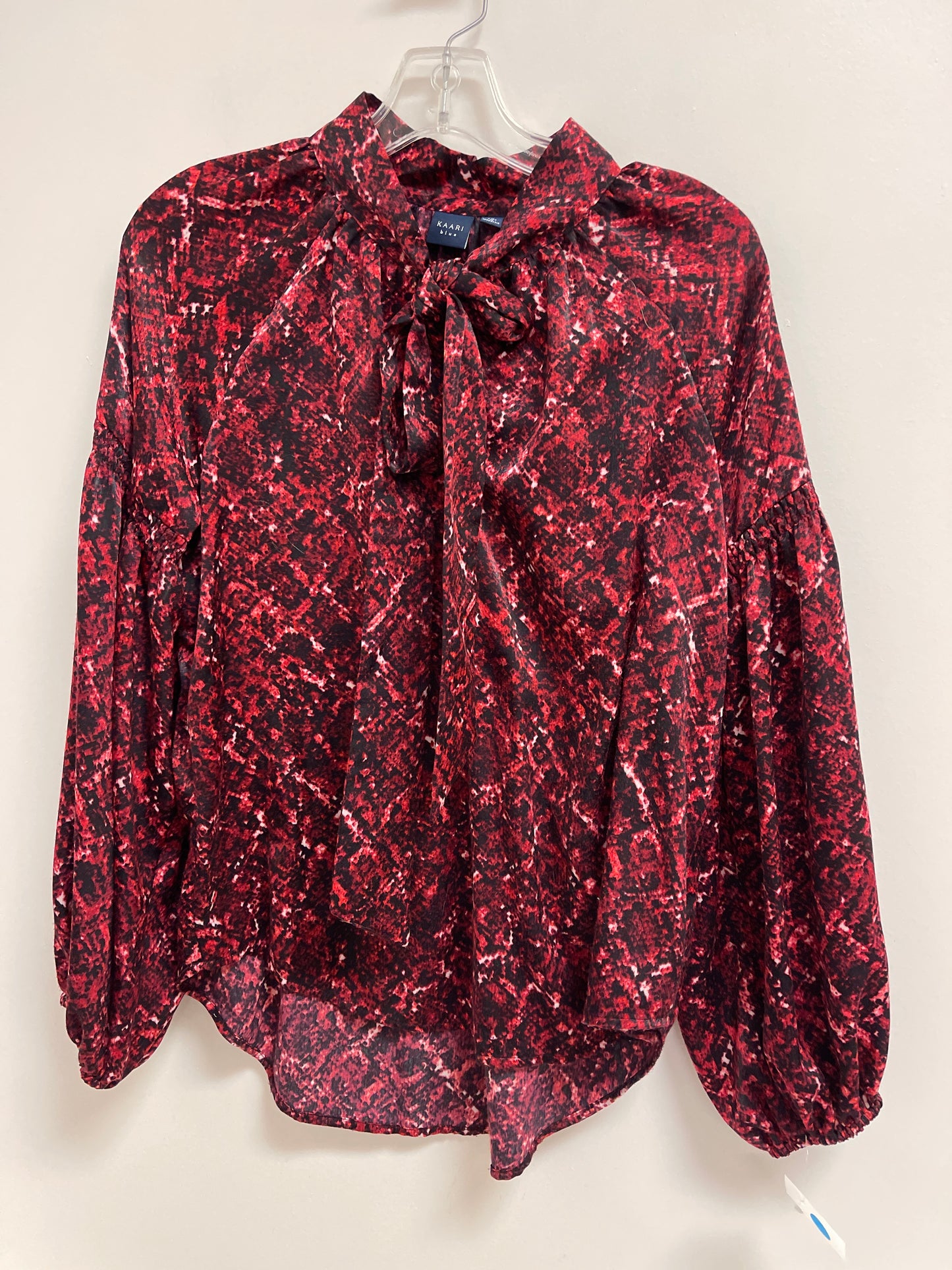 Top Long Sleeve By Kaari Blue In Red, Size: S